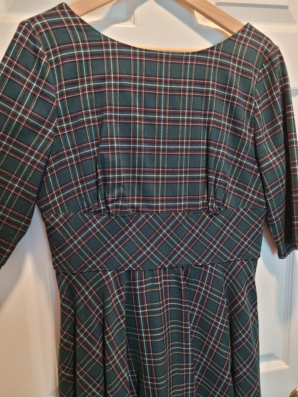 Hell Bunny Forest Green Plaid Fit & Flare Midi Dress (UK L) - Picture 5 of 11